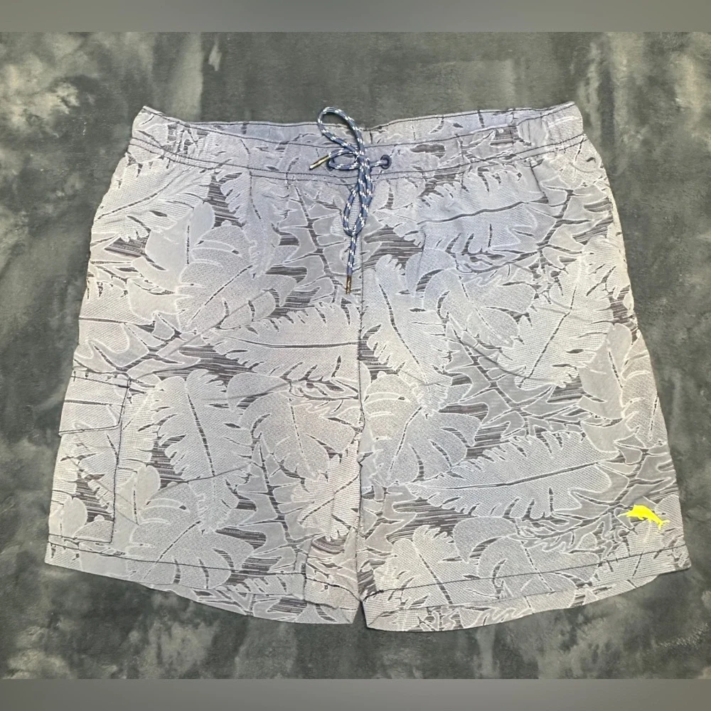 Tommy Bahama Blue Swim Shorts with Netting (Some Fading) (Size: Large)